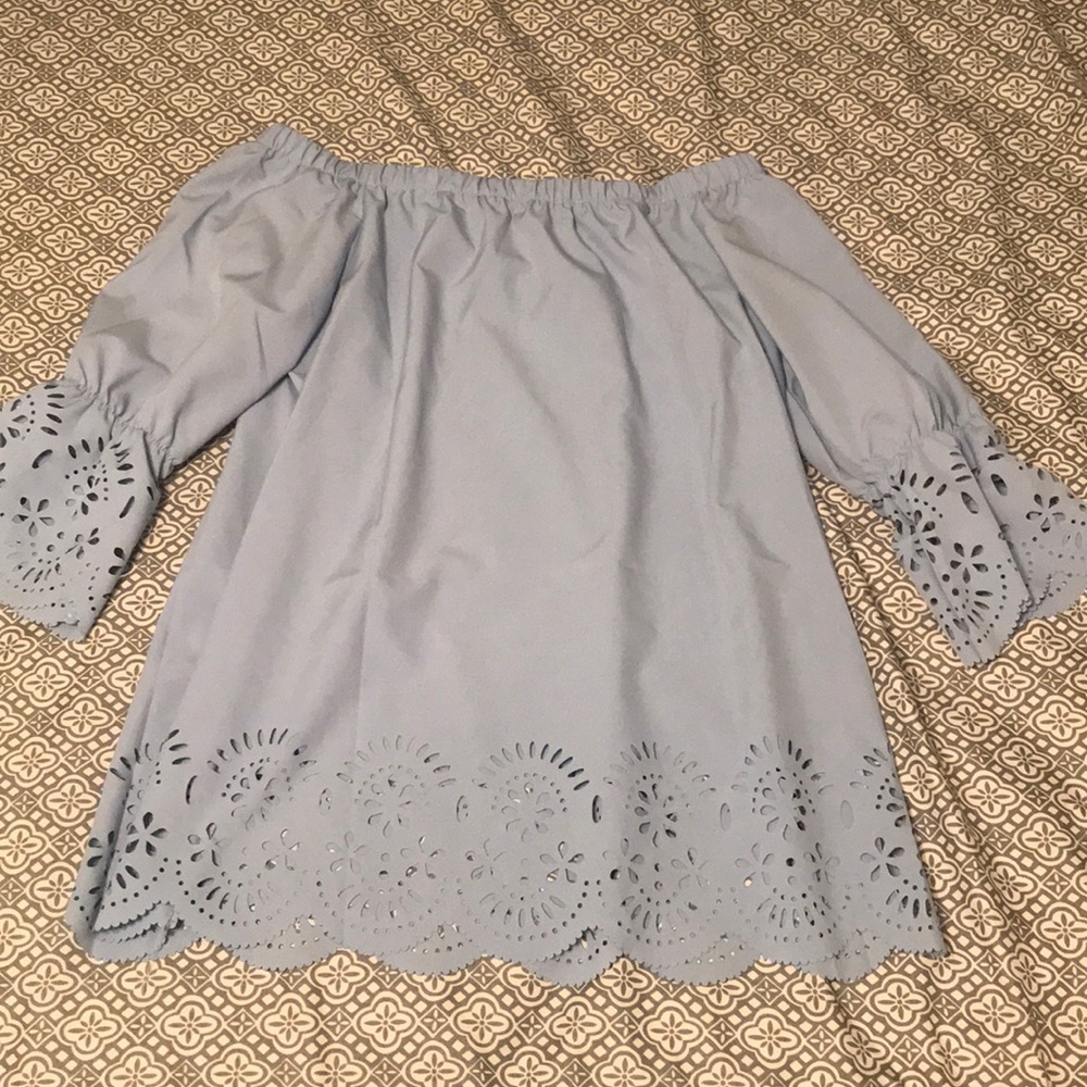 Blue off shoulder top
